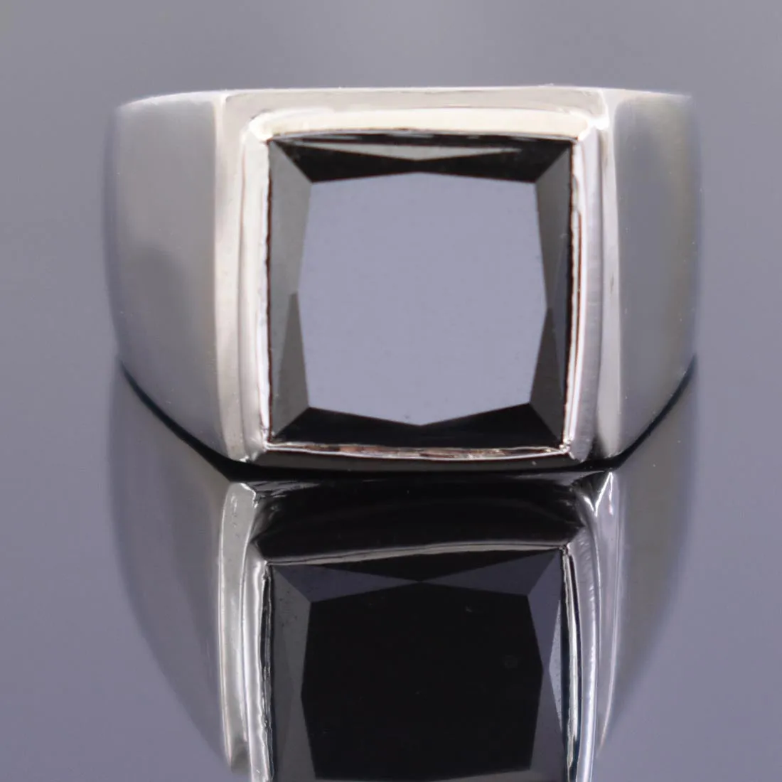 8.65 Ct AAA Certified Black Diamond Solitaire Ring in 925 Sterling Silver! Bezel Setting Collection