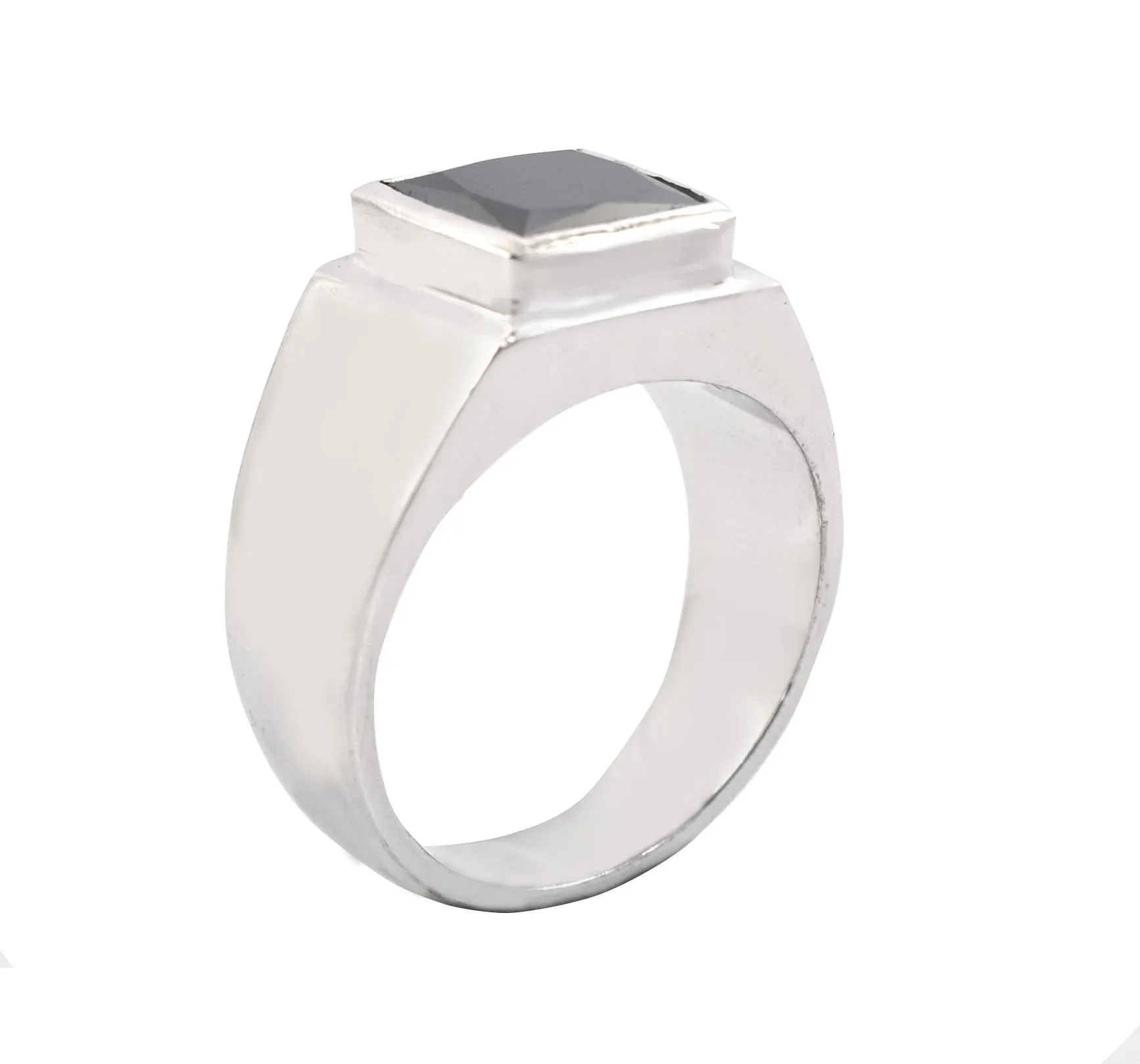 AAA Certified 4.60 Ct Princess Cut Black Diamond Solitaire Ring in 925 Silver, Gift for Husband, Boyfriend