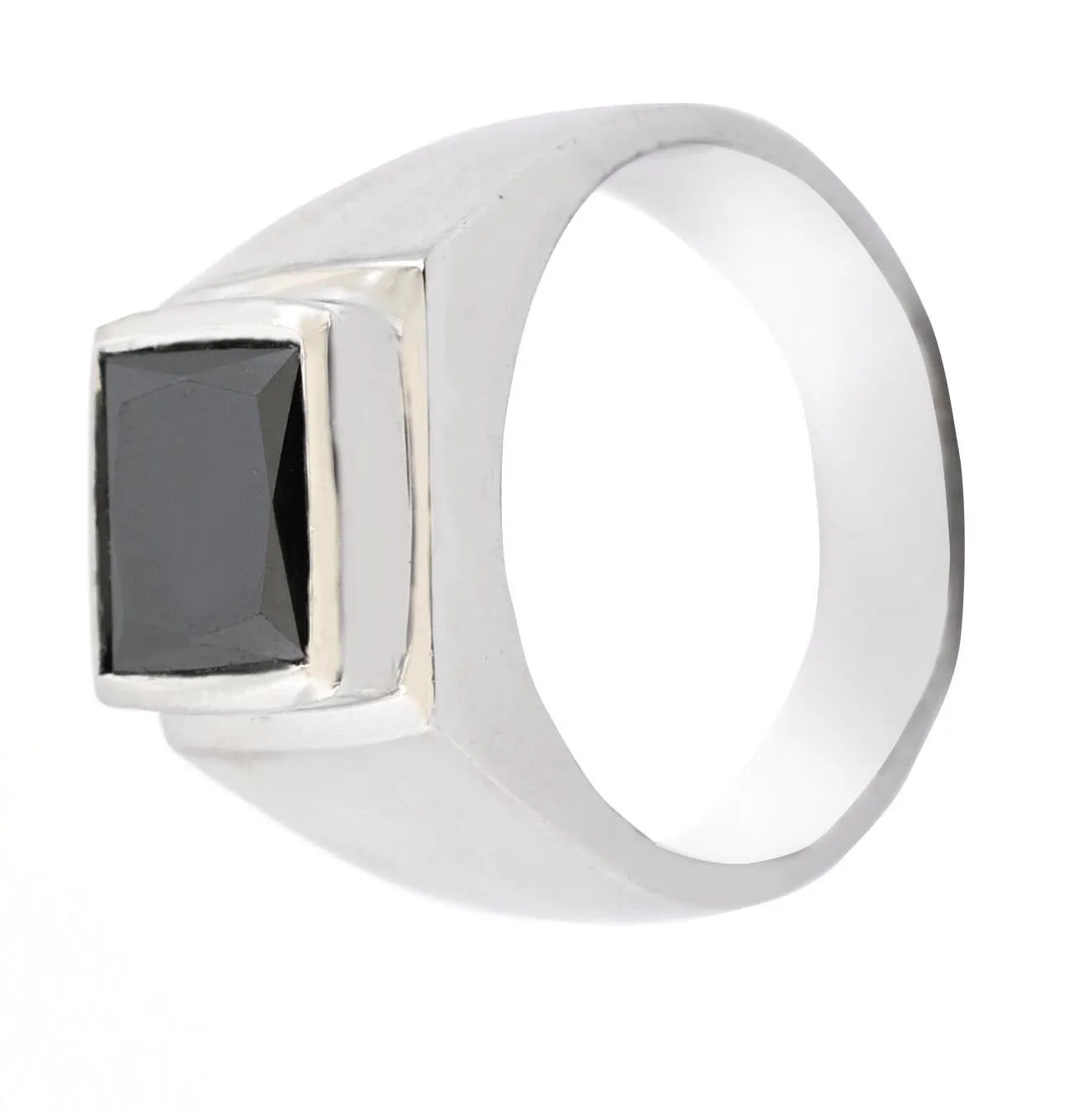 AAA Certified 4.60 Ct Princess Cut Black Diamond Solitaire Ring in 925 Silver, Gift for Husband, Boyfriend