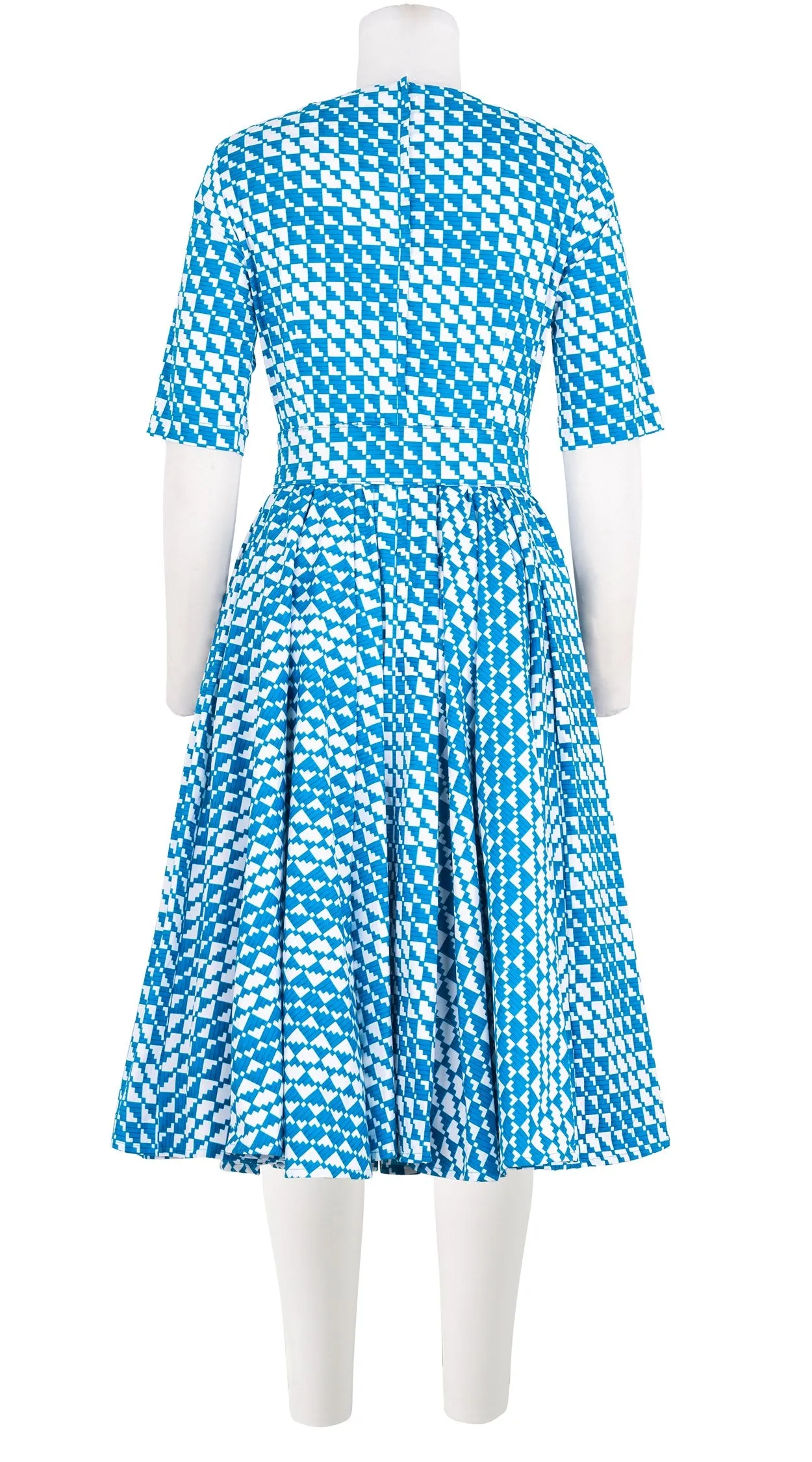 Abelia Dress V Neck 1/2 Sleeve Long  3 Length Cotton Stretch (Bamboo Weave)
