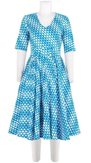 Abelia Dress V Neck 1/2 Sleeve Long  3 Length Cotton Stretch (Bamboo Weave)