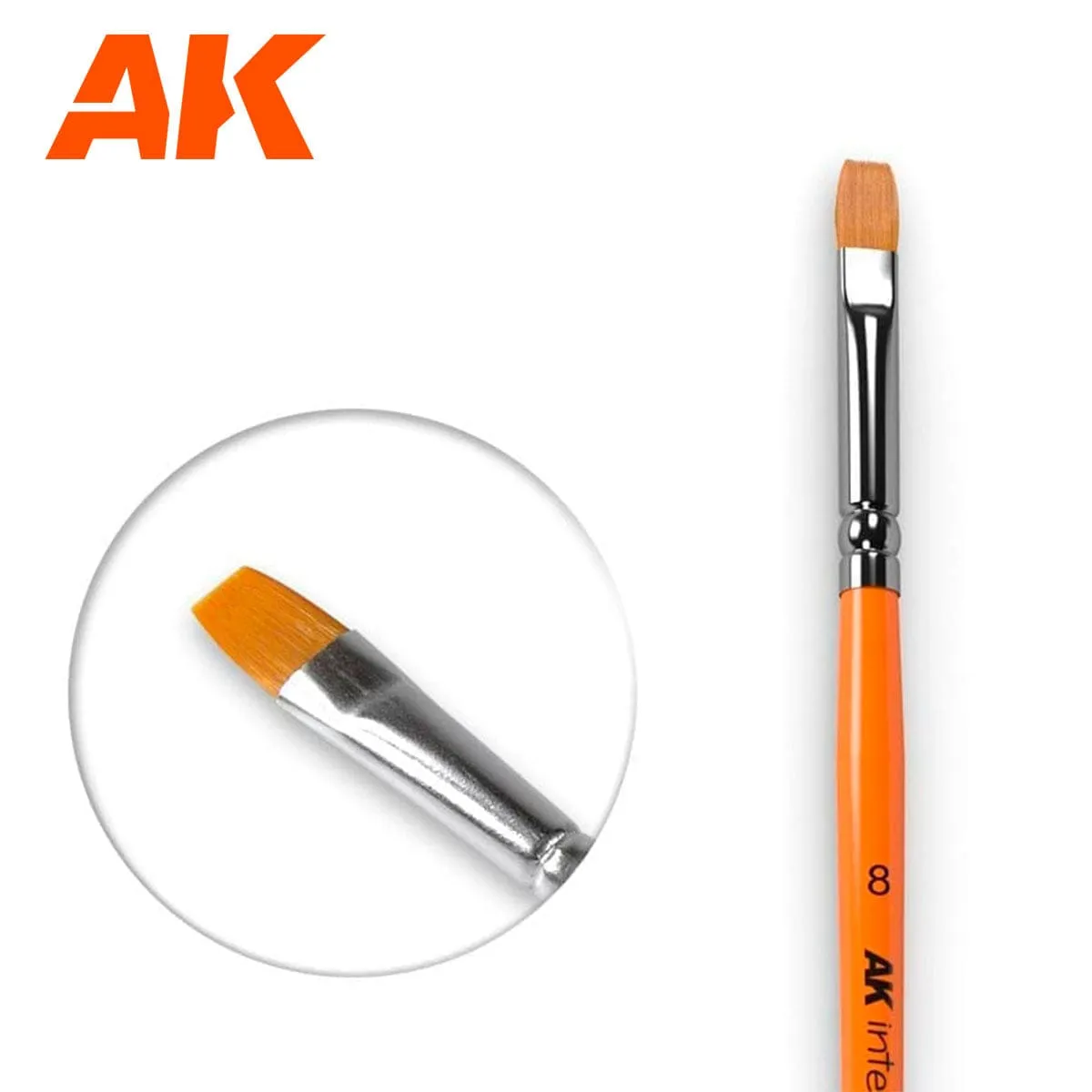 AK Interactive Synthetic Flat Brush - Size 8