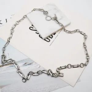AK silver tone classic simple long necklace