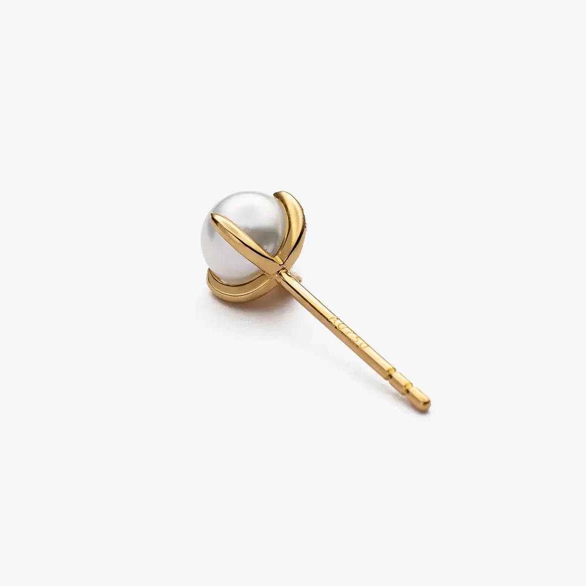 Akoya Pearl 18K Gold Flower-bud Stud Earrings