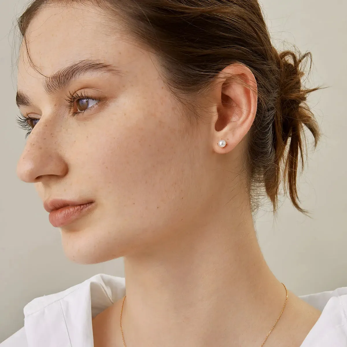 Akoya Pearl 18K Gold Flower-bud Stud Earrings