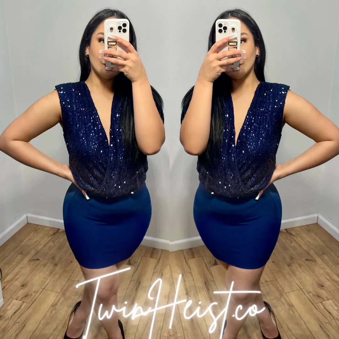 Ale Sequin Bodysuit (Navy Blue)