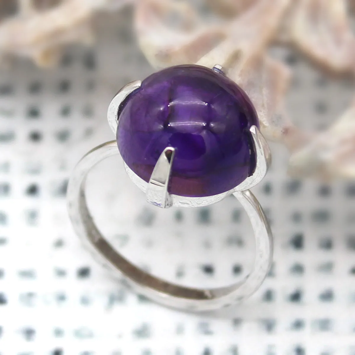 Amethyst Fine Statement Cabochon Ring