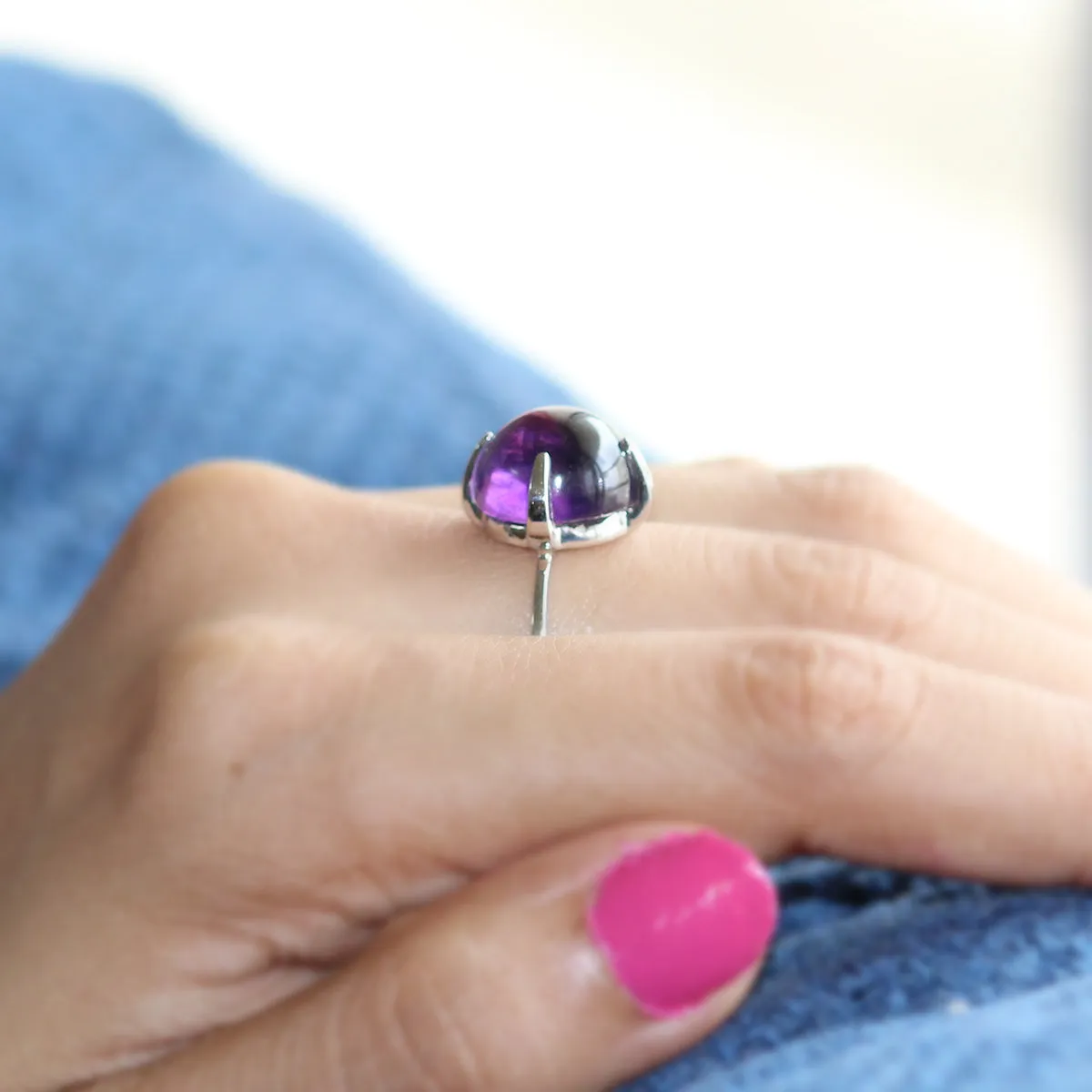 Amethyst Fine Statement Cabochon Ring