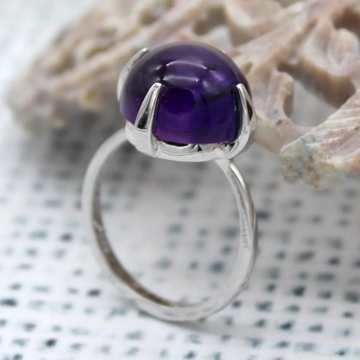 Amethyst Fine Statement Cabochon Ring