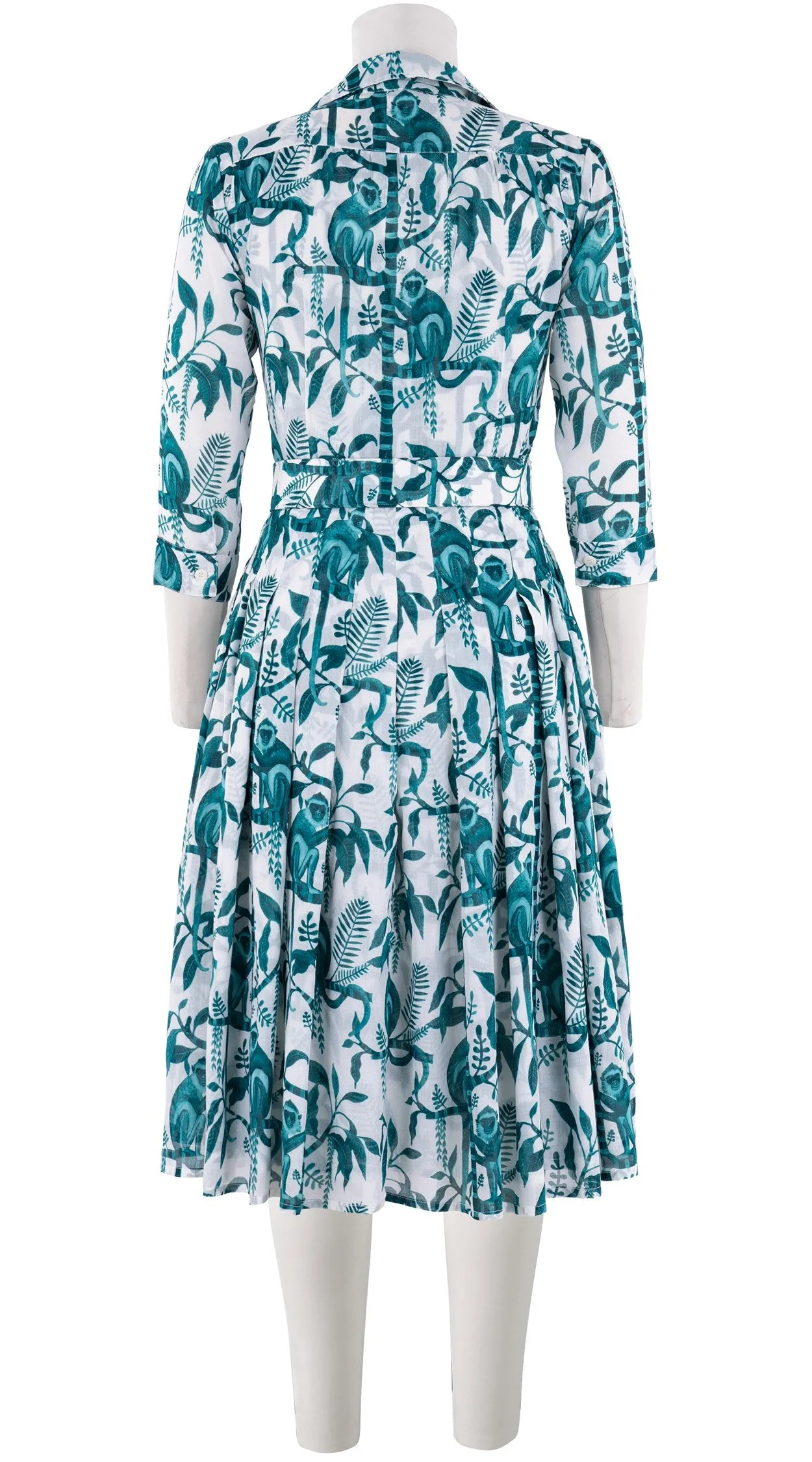Audrey Dress #4 Shirt Collar 3/4 Sleeve Long Length Cotton Musola (Botanical Monkey)