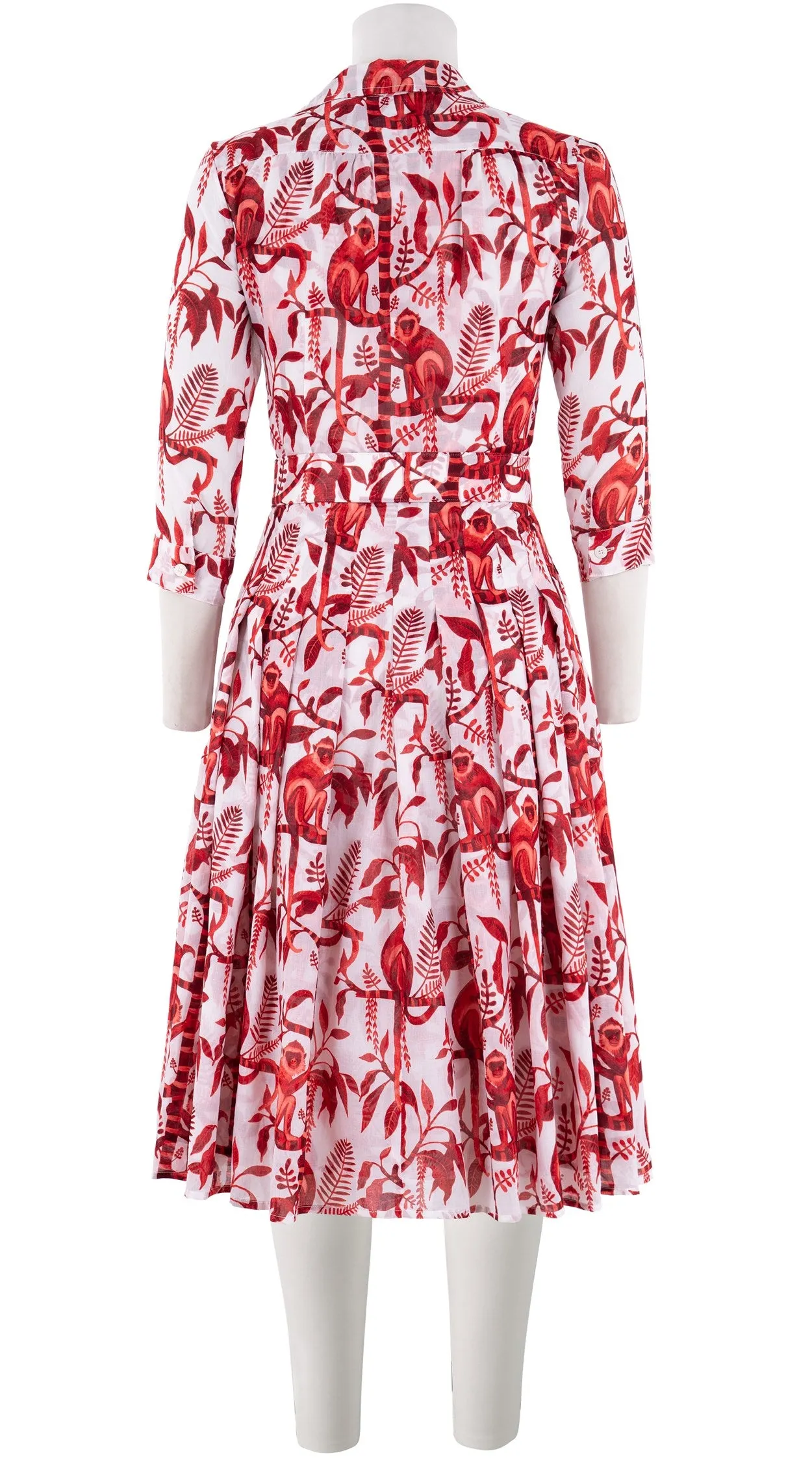 Audrey Dress #4 Shirt Collar 3/4 Sleeve Long Length Cotton Musola (Botanical Monkey)