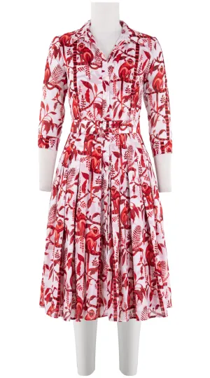 Audrey Dress #4 Shirt Collar 3/4 Sleeve Long Length Cotton Musola (Botanical Monkey)