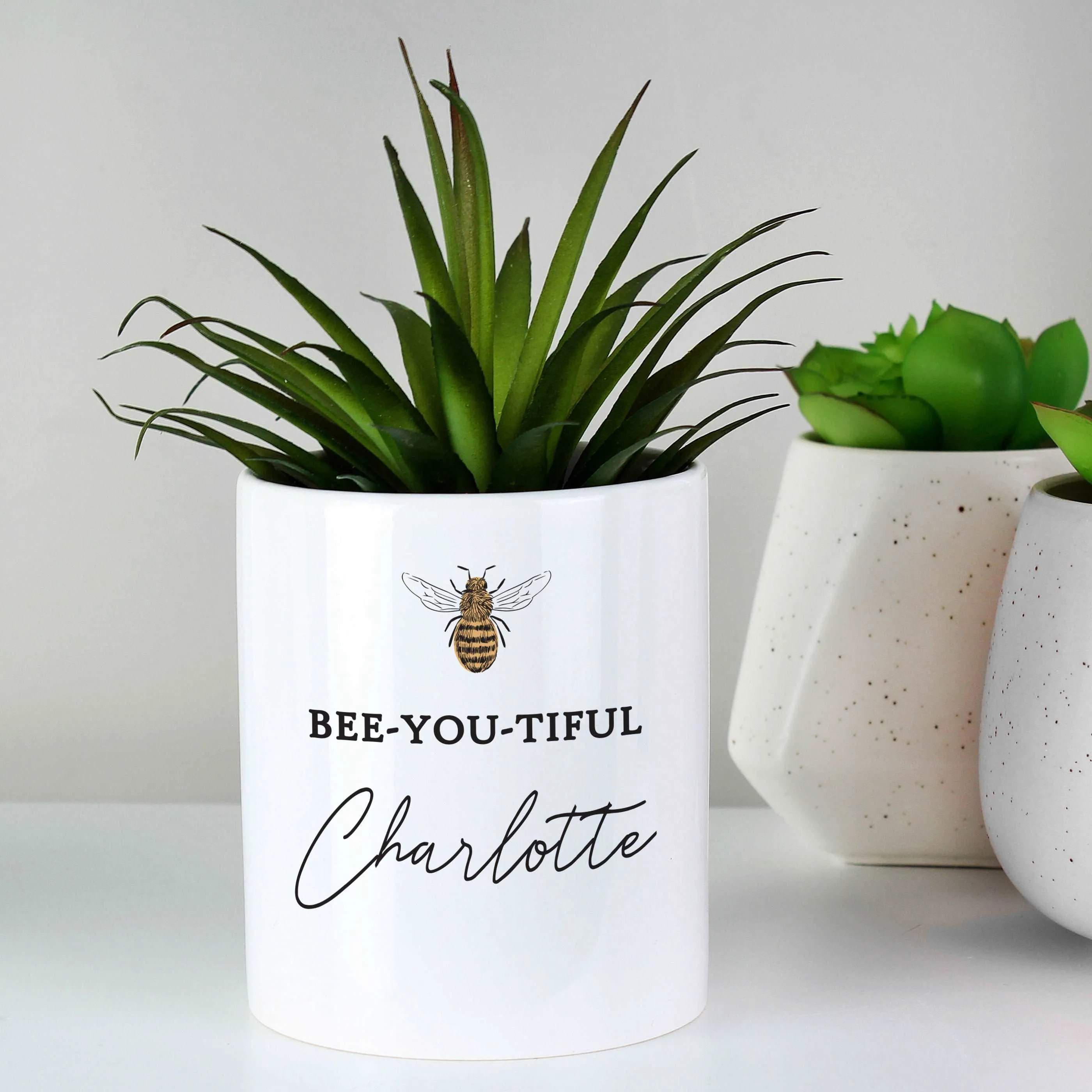 Bee-you-tiful makeup brush personalised ceramic storage pot