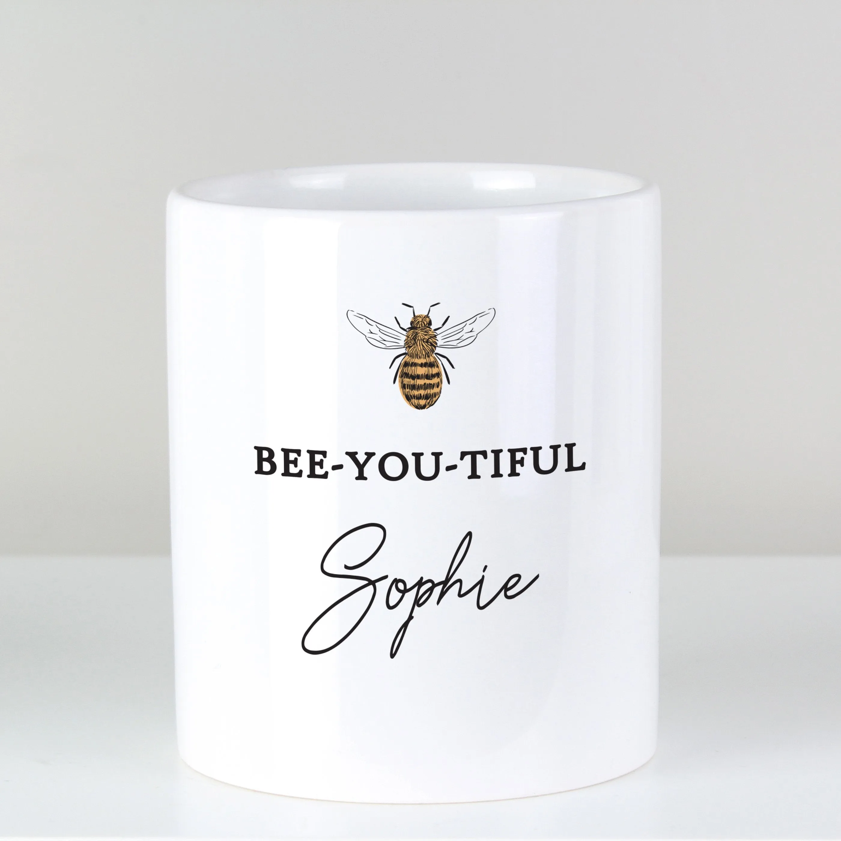 Bee-you-tiful makeup brush personalised ceramic storage pot