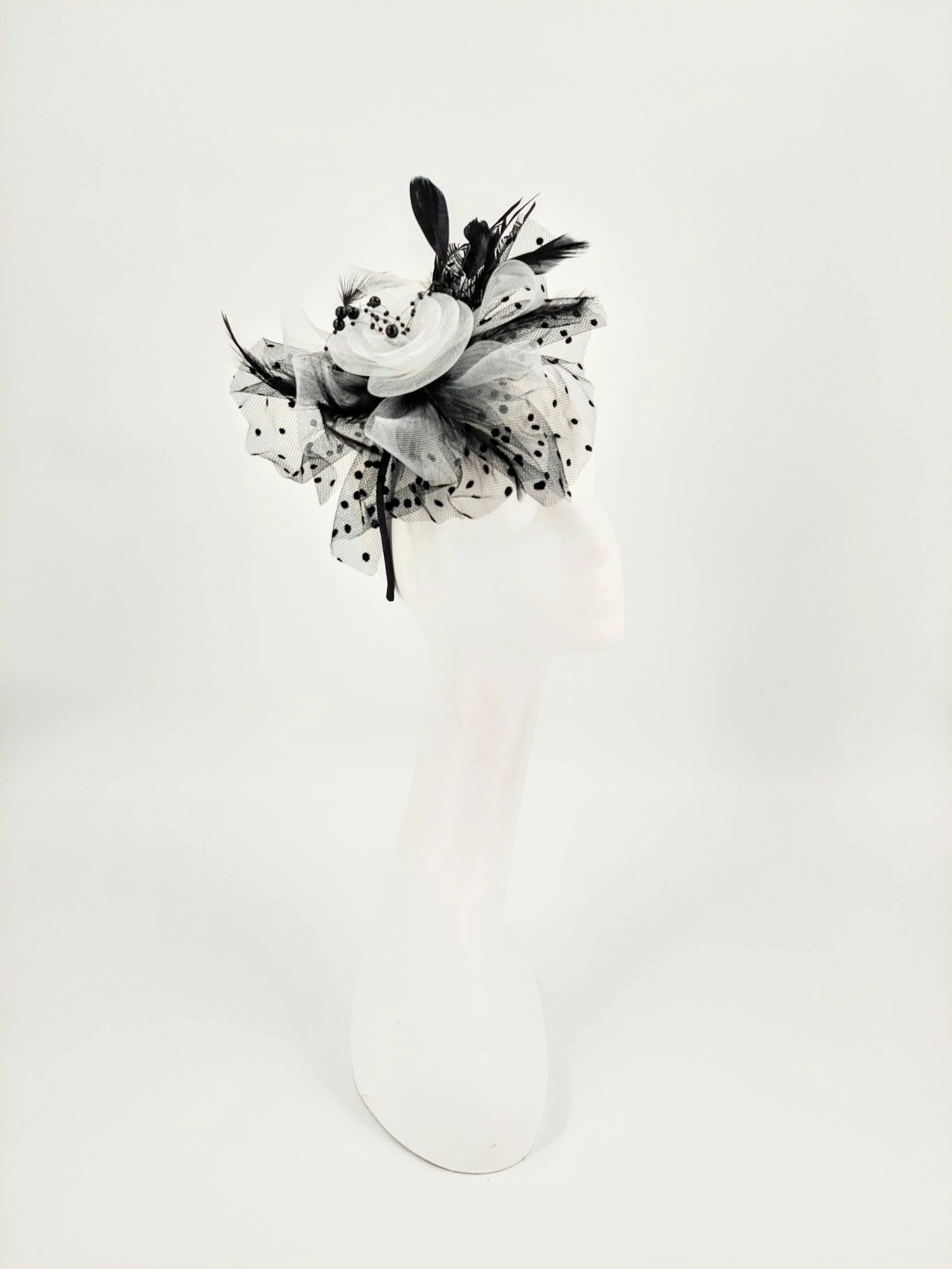 Black and White Polka Dot Fascinator