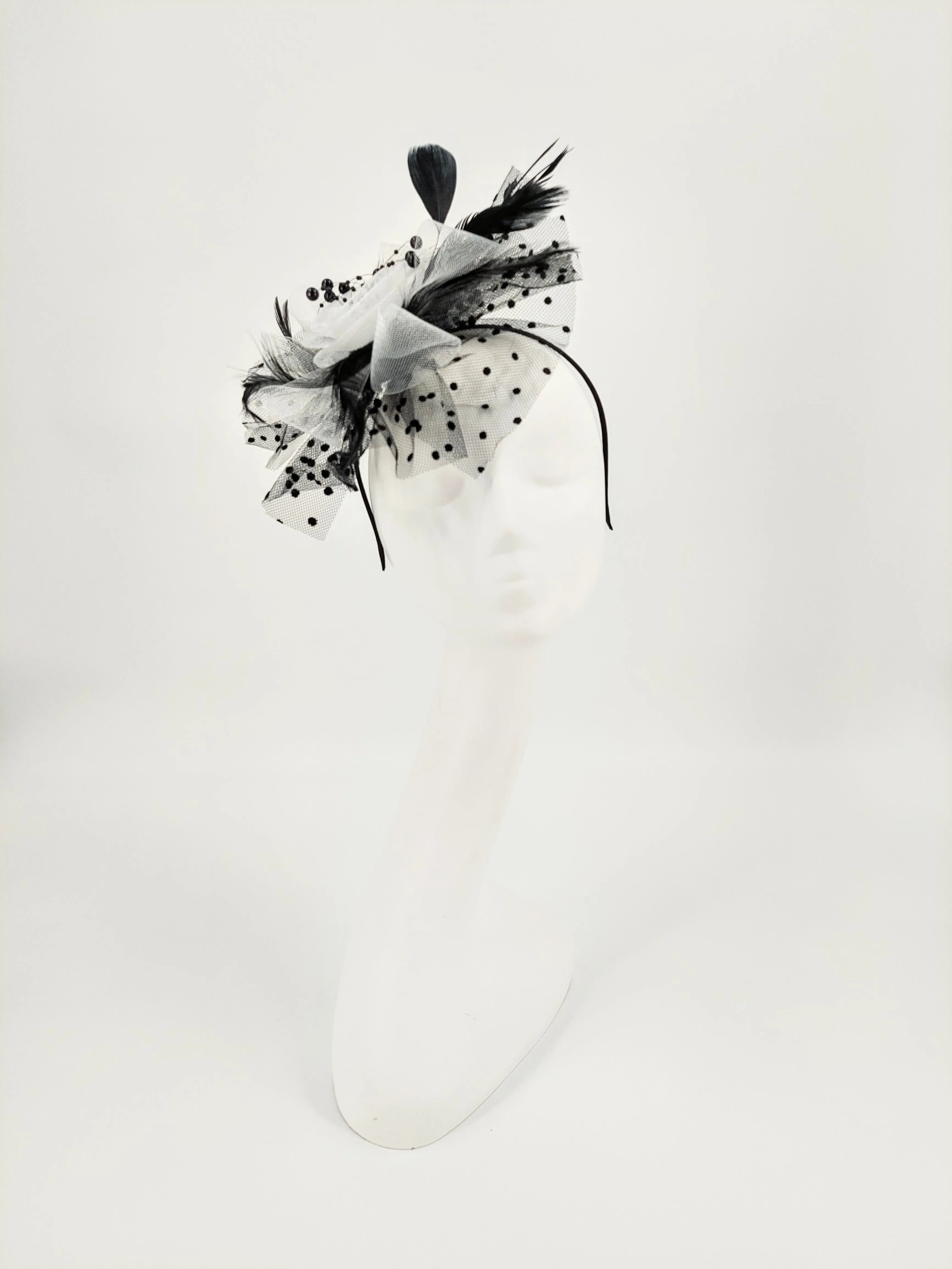 Black and White Polka Dot Fascinator