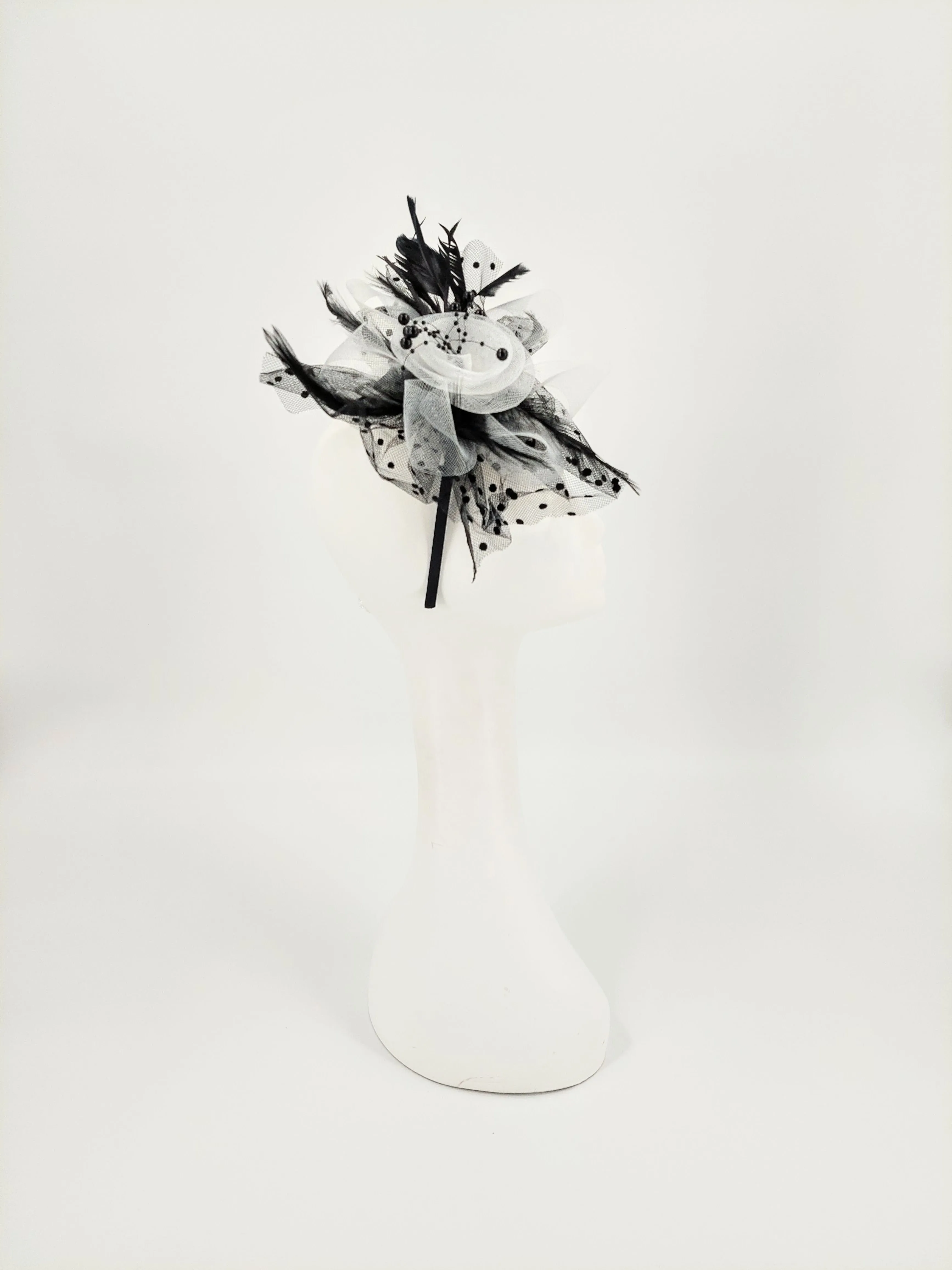 Black and White Polka Dot Fascinator