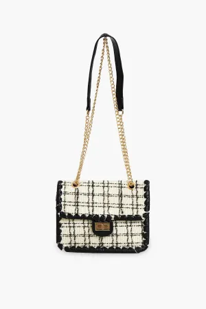 Black and White Tweed Marjorie Bag