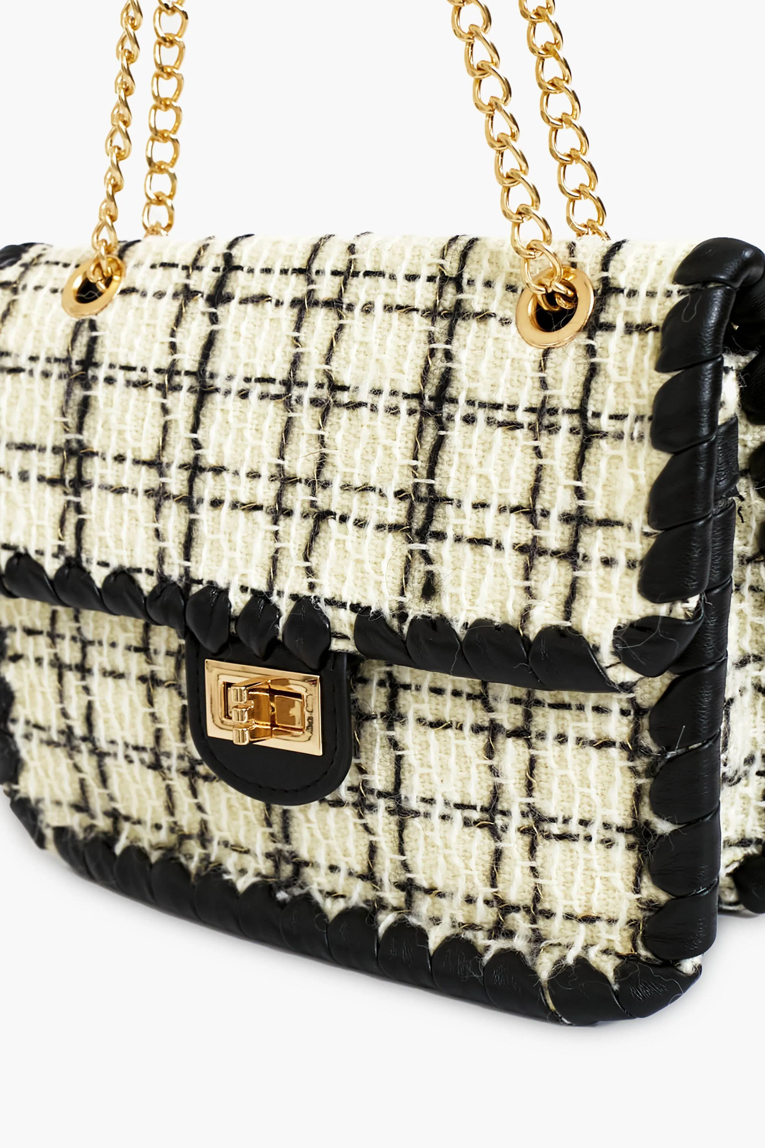 Black and White Tweed Marjorie Bag