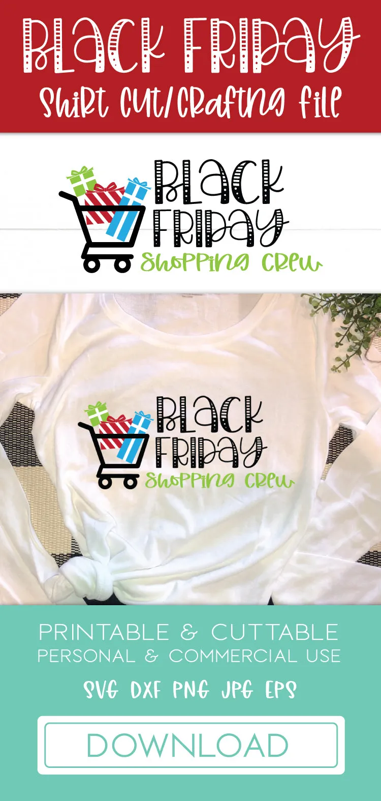 Black Friday Shopping Crew Shirt SVG DXF Cut File