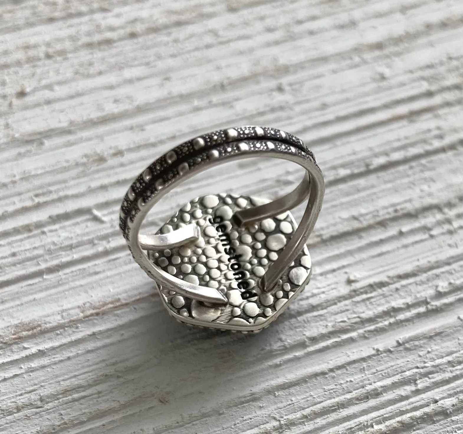 Black Sunstone Hex Ring