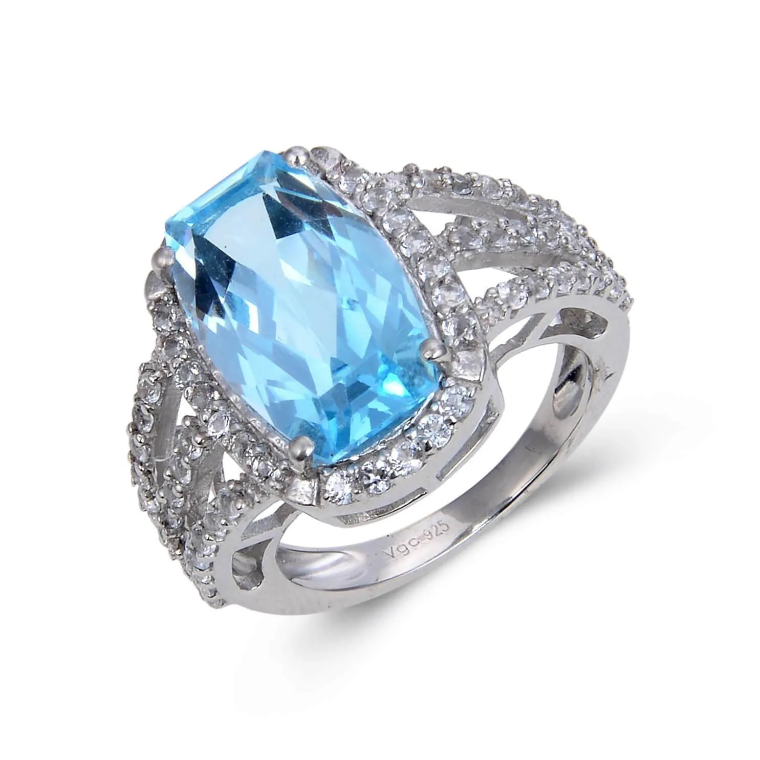 Blue Topaz Cushion Statement Ring