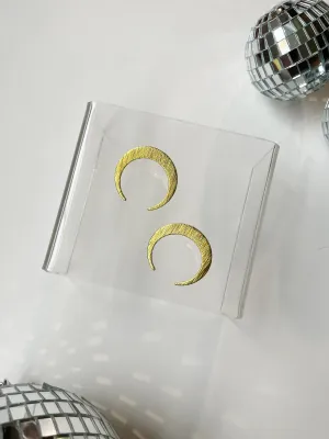 Brass Statement Moon Studs