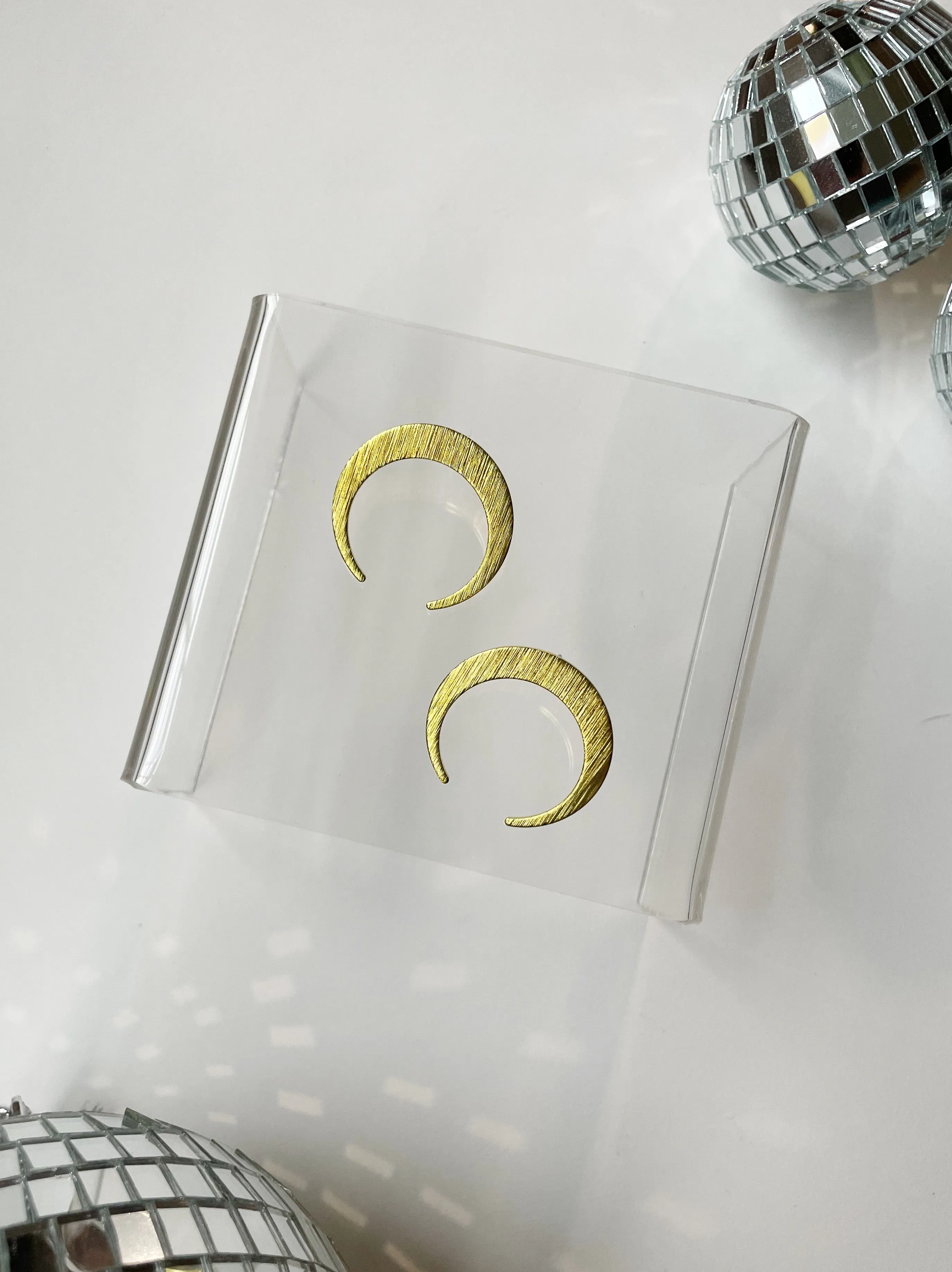 Brass Statement Moon Studs