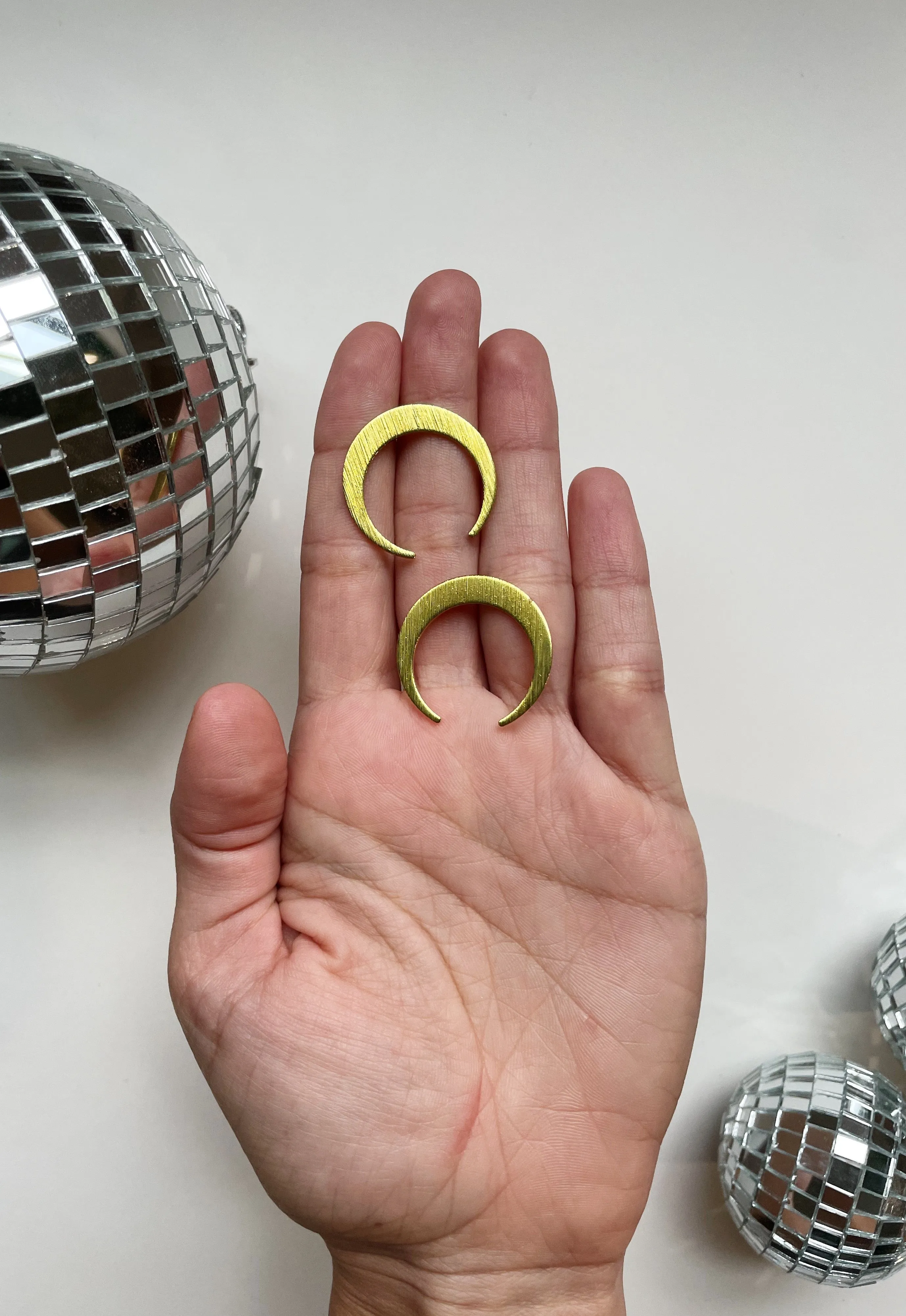 Brass Statement Moon Studs
