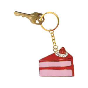 Cake Slice Enamel Keychain