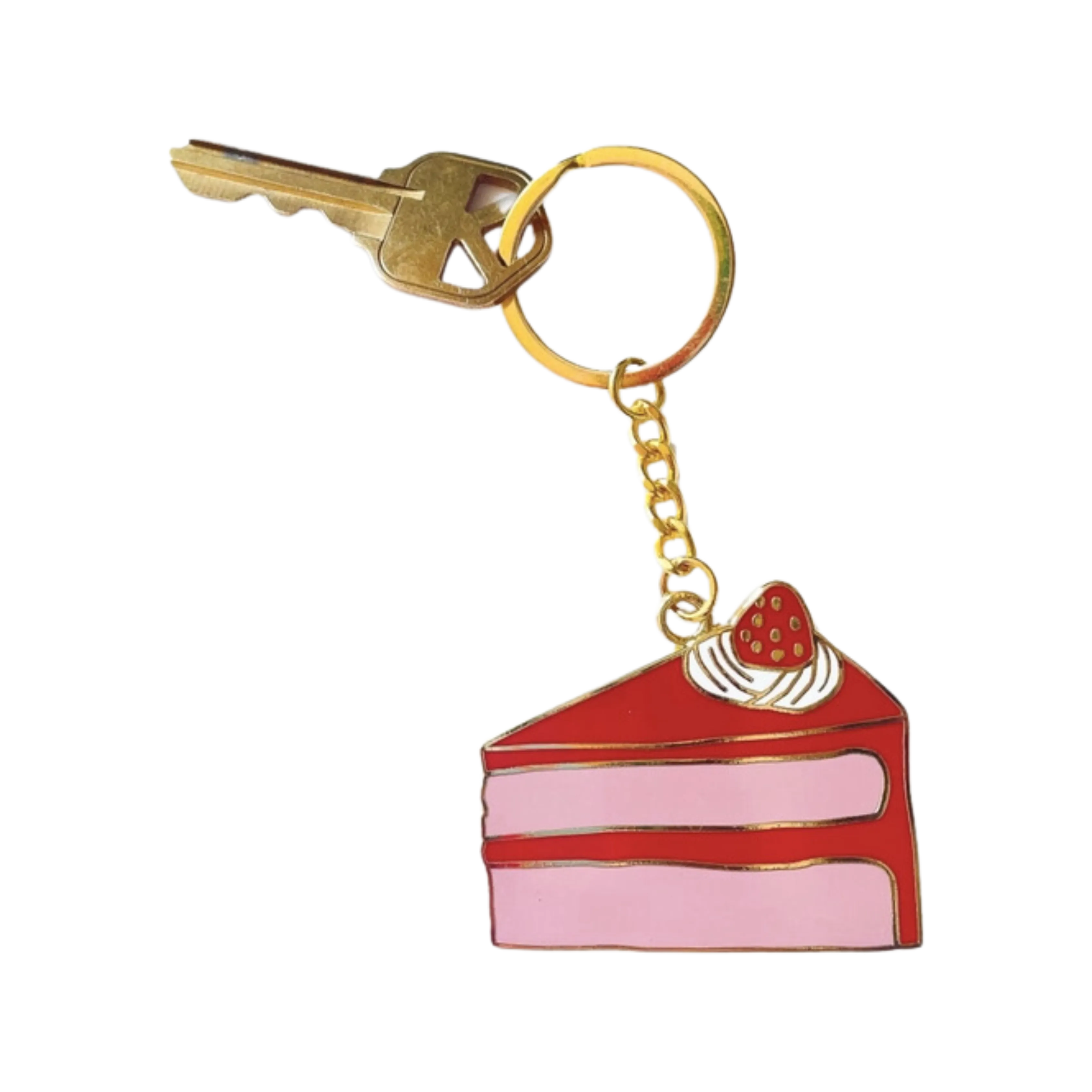 Cake Slice Enamel Keychain