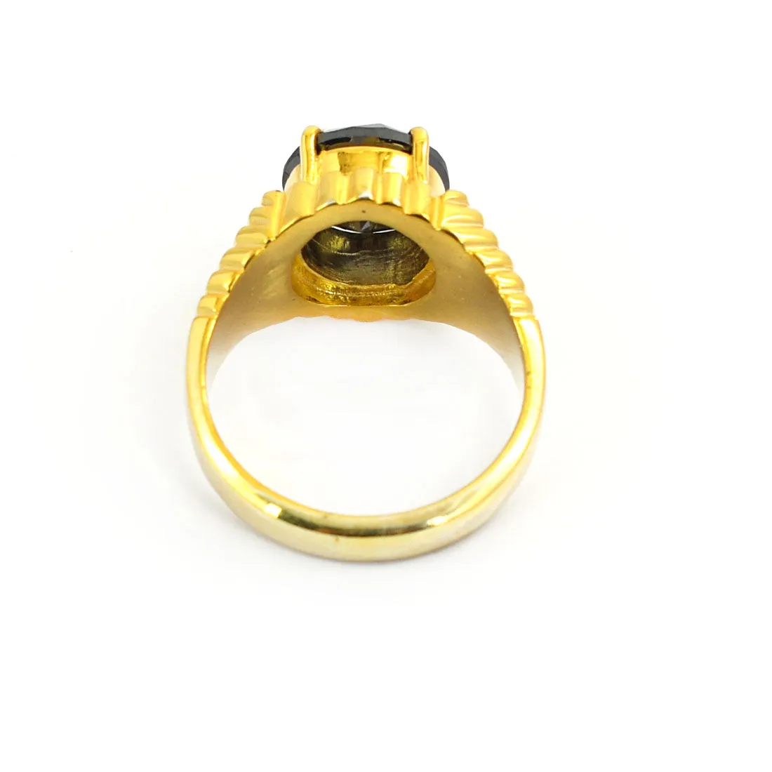 Certified 3 Ct Black Diamond Engagement Men's Ring In 925 Silver with Yellow Finish! Great Brilliance & Very Elegant