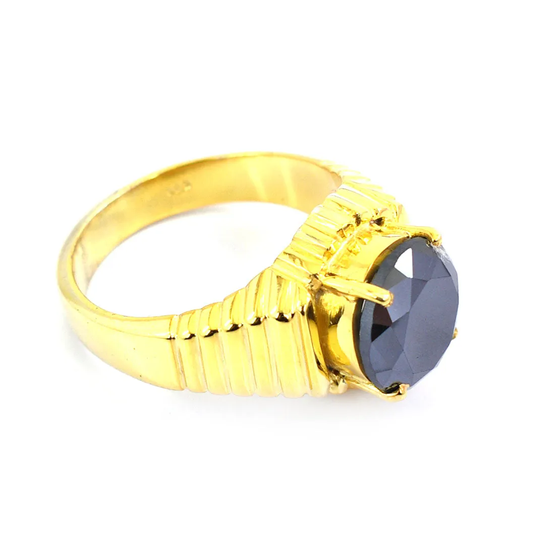 Certified 3 Ct Black Diamond Engagement Men's Ring In 925 Silver with Yellow Finish! Great Brilliance & Very Elegant