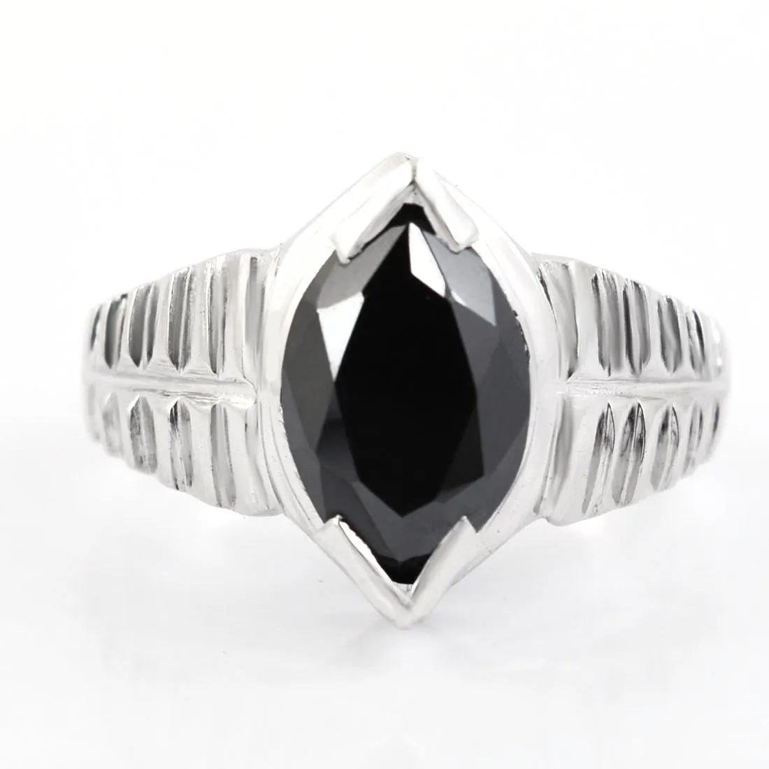 Certified 5 Ct Marquise Shape Black Diamond Solitaire Ring in 925 Silver! Amazing Collection & Great Shine