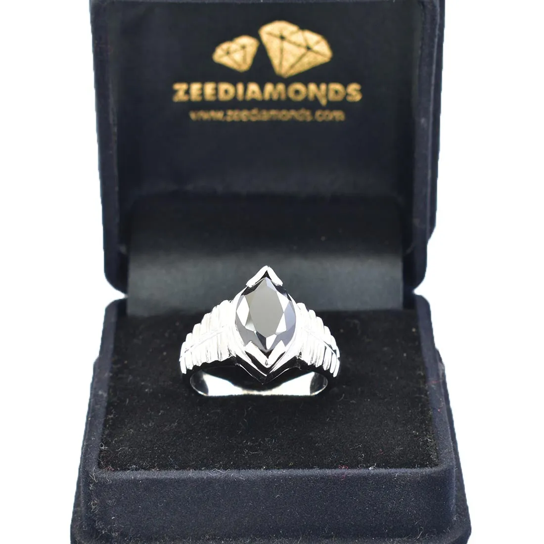 Certified 5 Ct Marquise Shape Black Diamond Solitaire Ring in 925 Silver! Amazing Collection & Great Shine