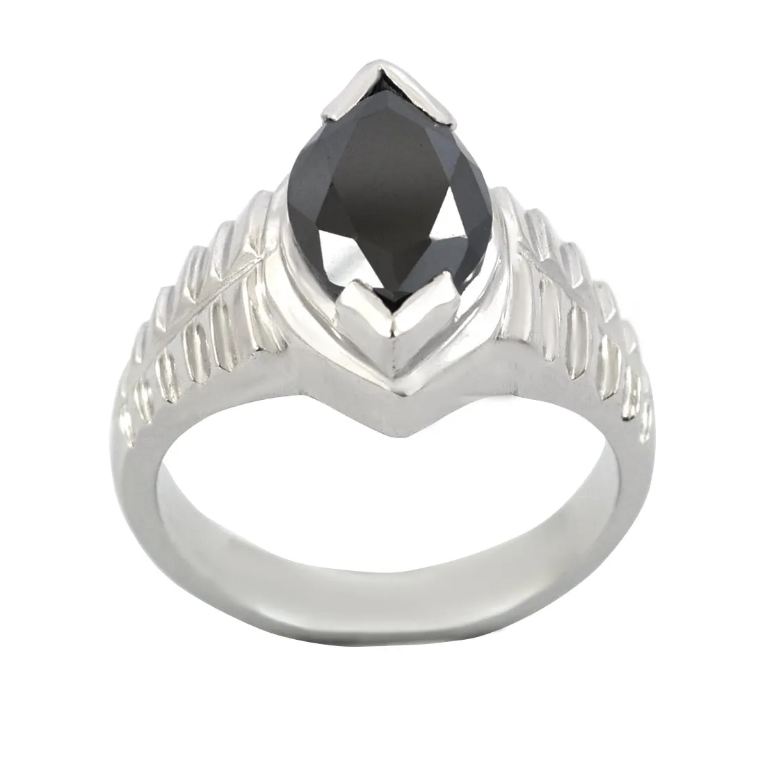 Certified 5 Ct Marquise Shape Black Diamond Solitaire Ring in 925 Silver! Amazing Collection & Great Shine