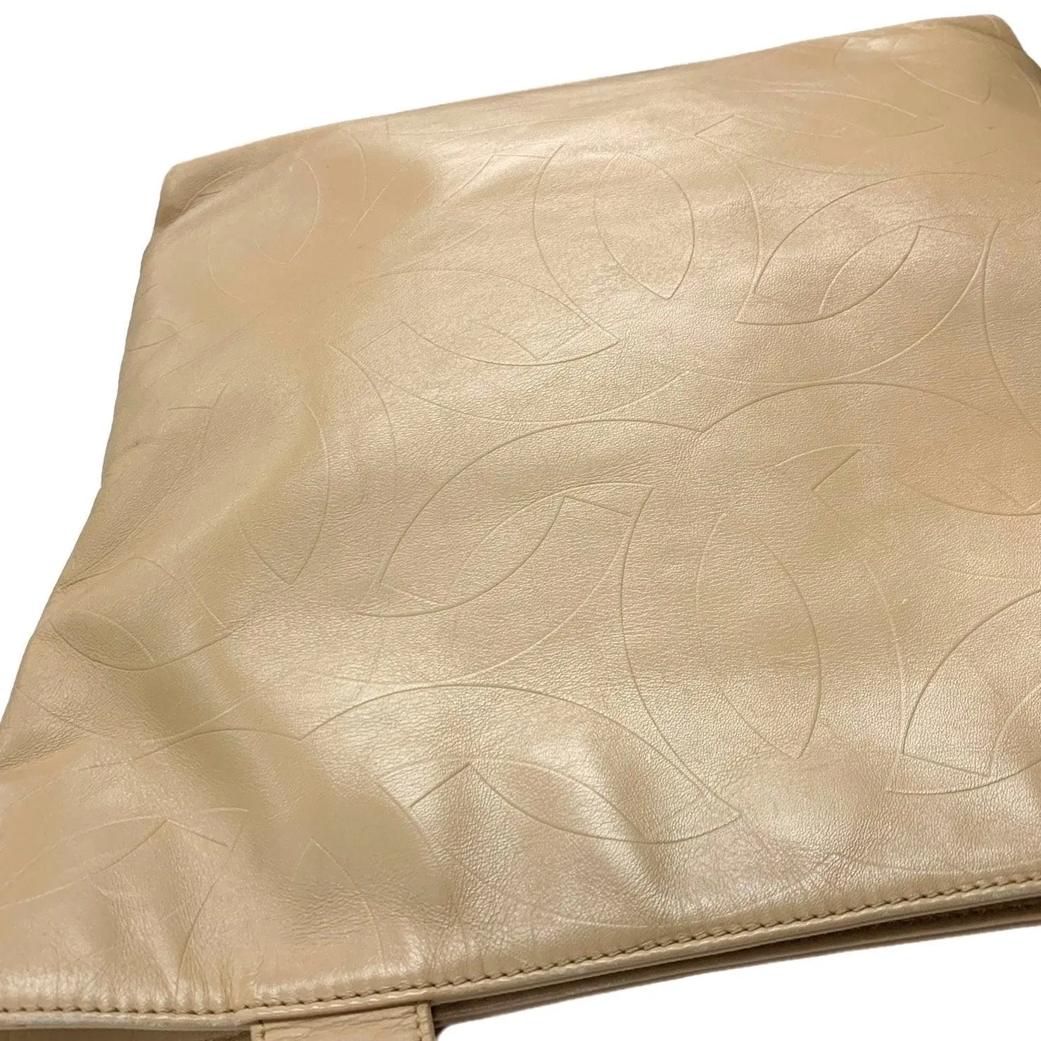 Chanel Beige All Over Embossed Logo Tote