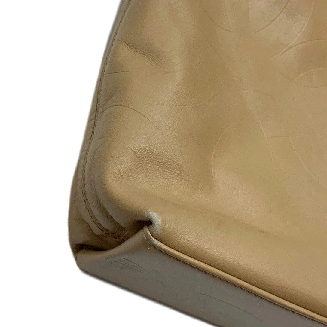 Chanel Beige All Over Embossed Logo Tote