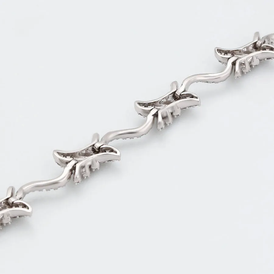 Classy Cz Diamond Barbed Wire Bracelet