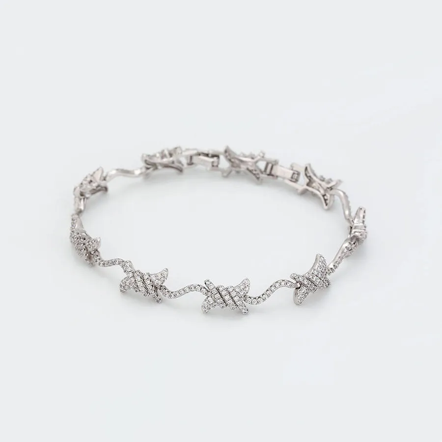 Classy Cz Diamond Barbed Wire Bracelet
