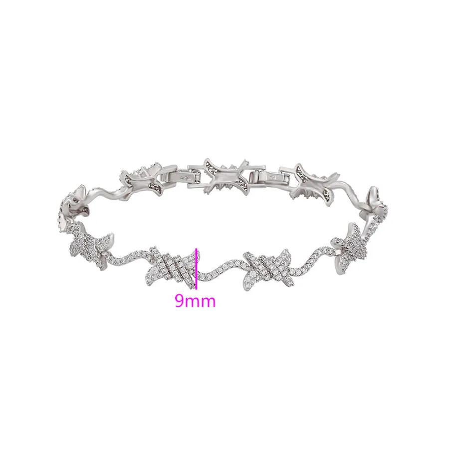 Classy Cz Diamond Barbed Wire Bracelet
