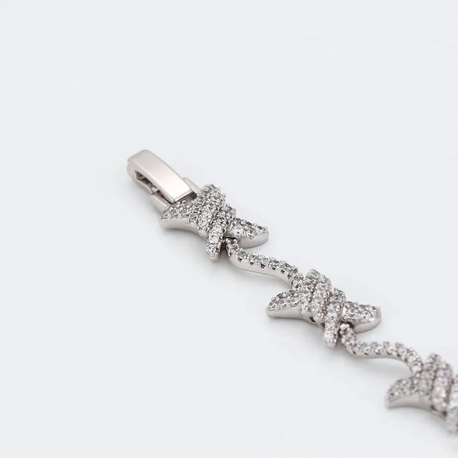 Classy Cz Diamond Barbed Wire Bracelet