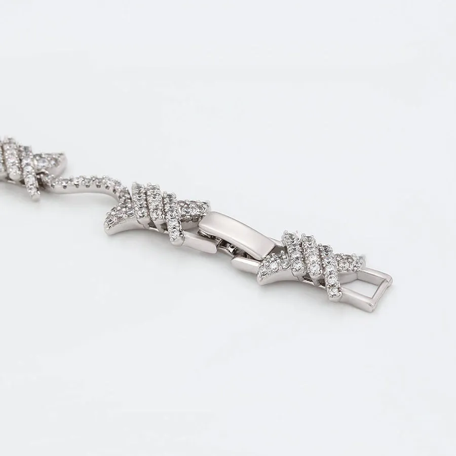 Classy Cz Diamond Barbed Wire Bracelet