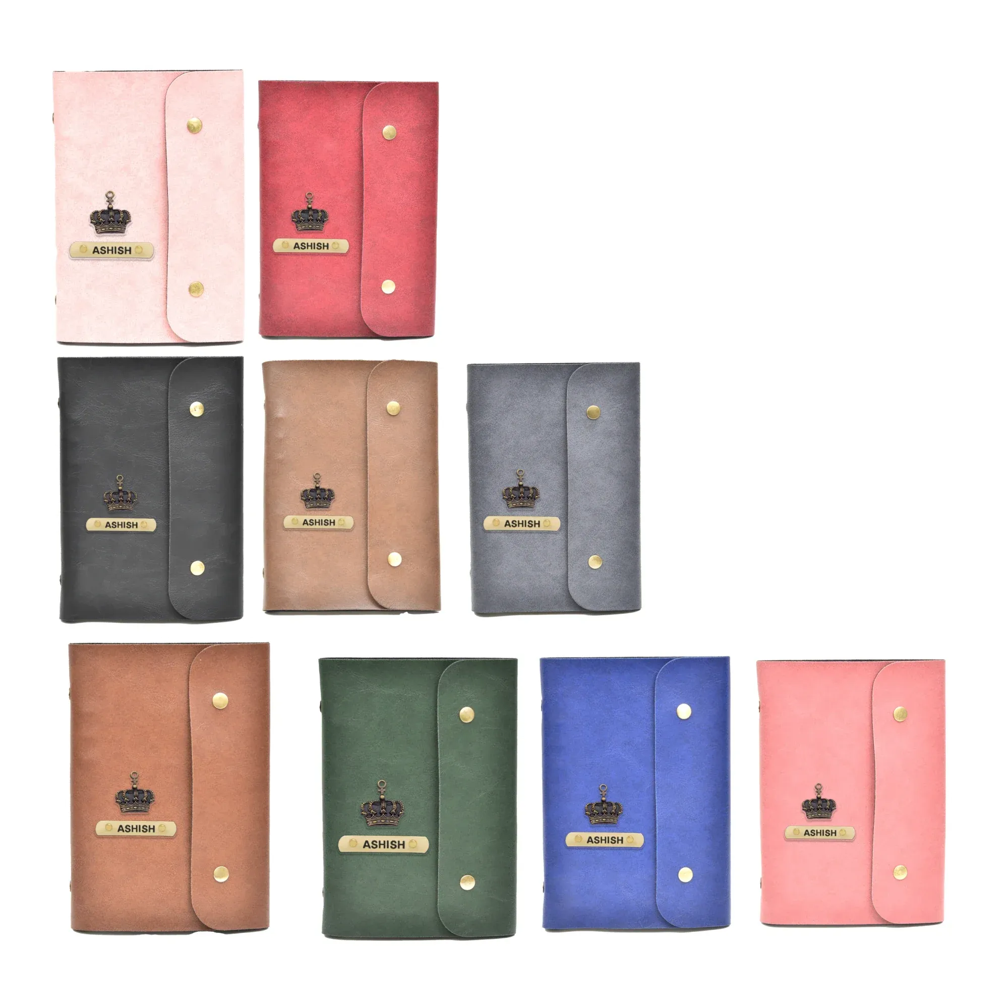 Classy Leather Customized Button Diary (Peach)