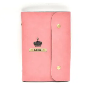 Classy Leather Customized Button Diary (Peach)