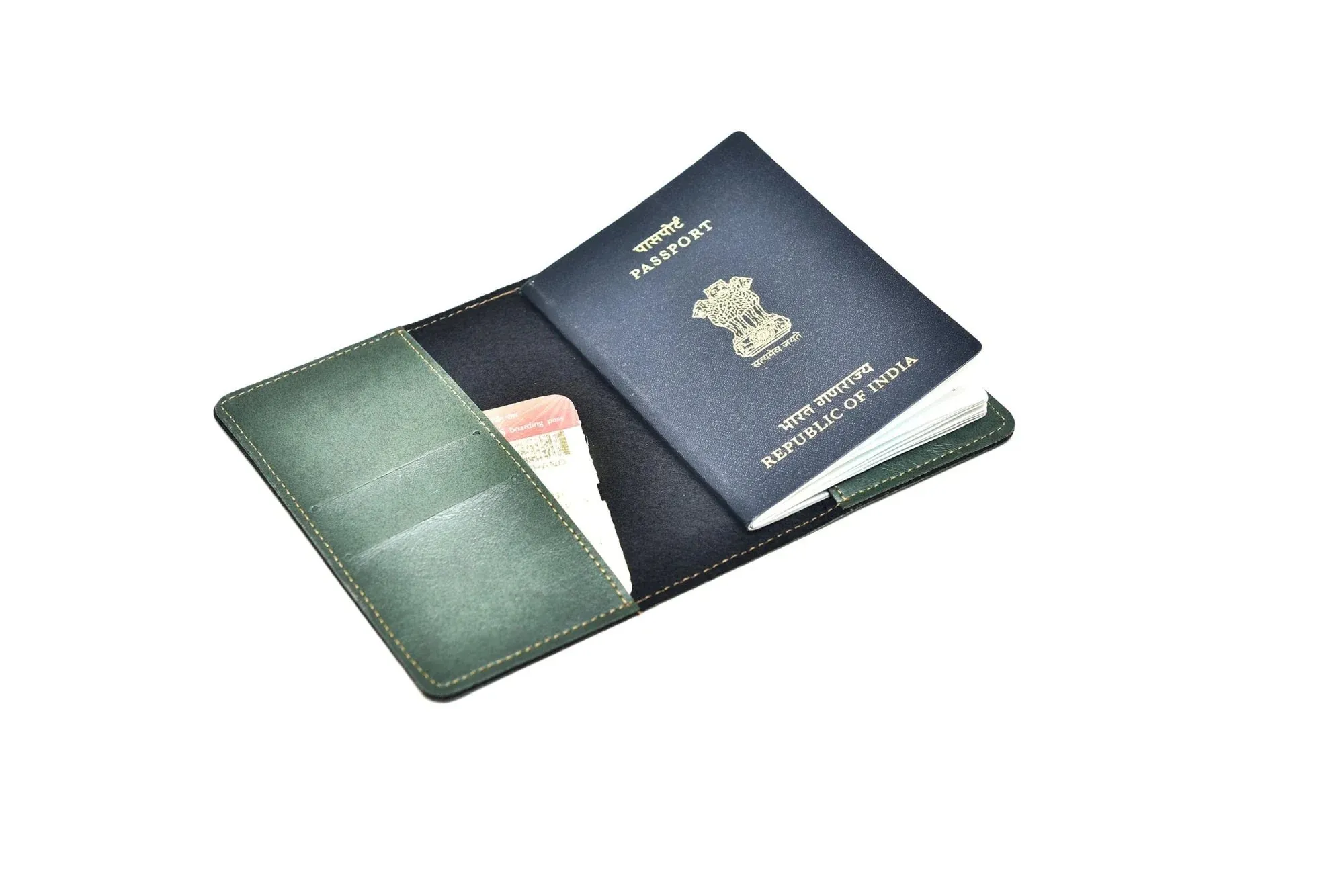 Classy Leather Customized  Frequent Traveller Combo (3 pcs)- Olive Green