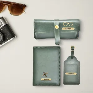 Classy Leather Customized  Frequent Traveller Combo (3 pcs)- Olive Green