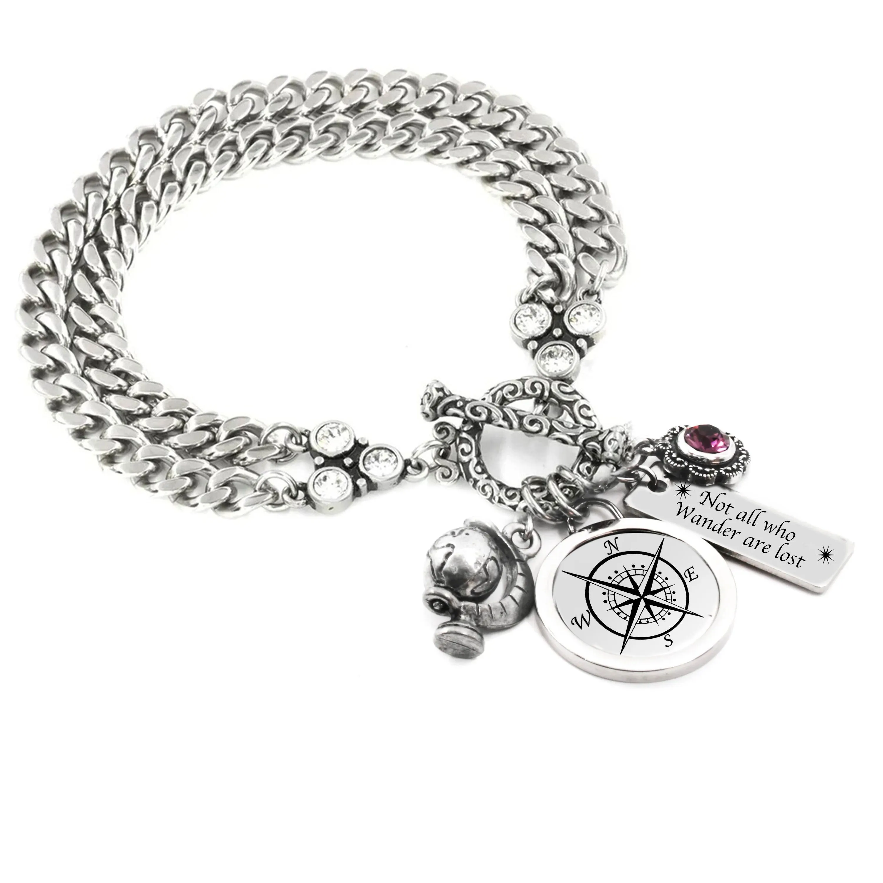 Compass Bracelet, Not All Who Wander