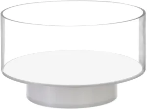 (D) Judaica Lucite Salad Bowl with White Base, Clear Fruit Bowl