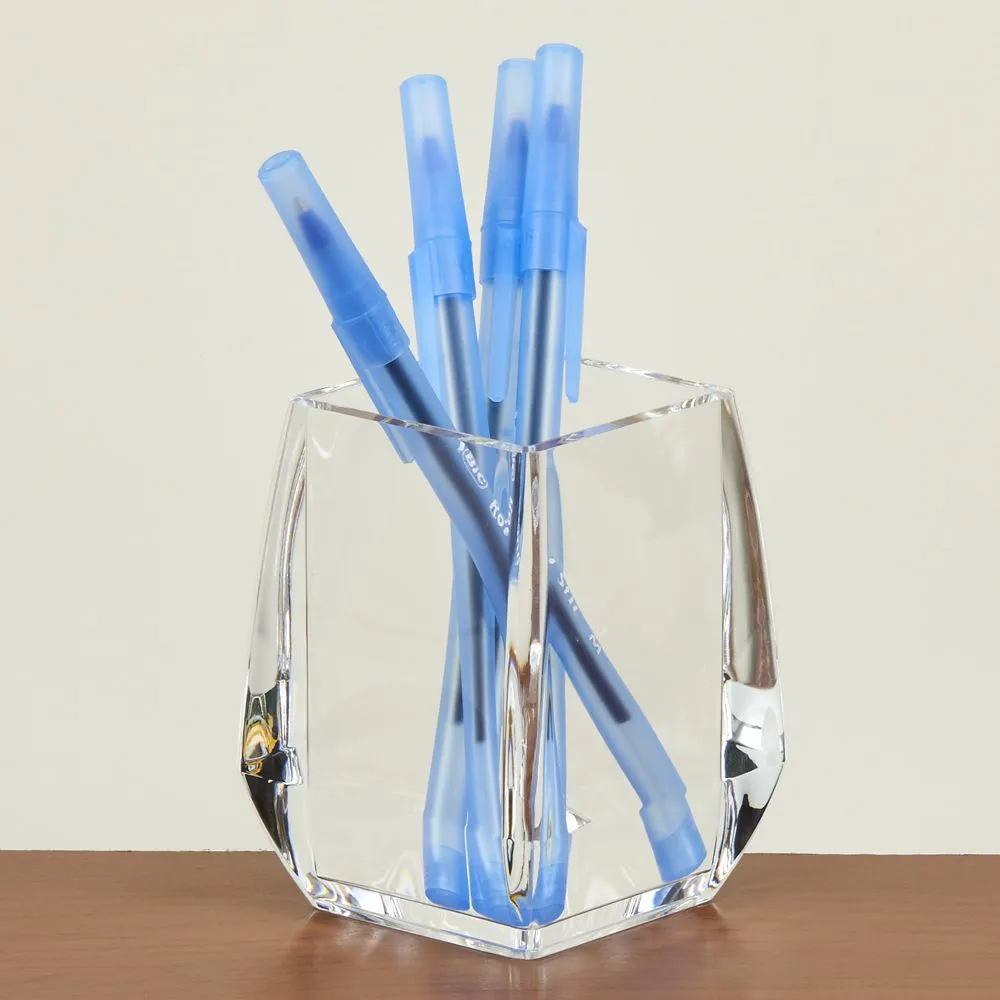 (D) Modern Clearylic Square Pencil Cup, Office Supply Organizers, Small Vase